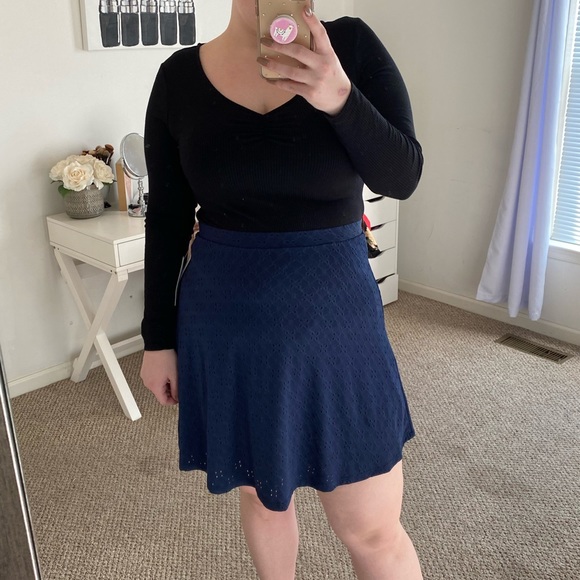 French Gray Dresses & Skirts - Blue Eyelet Skirt